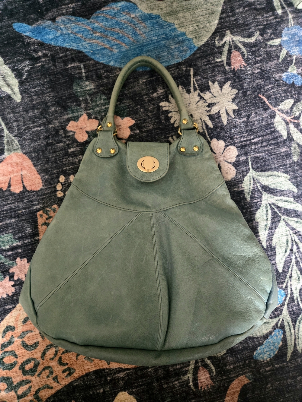 Vintage Y2K Foley + Corinna Teal Green Leather Hobo Shoulder RE Balenciaga City - Picture 8 of 17